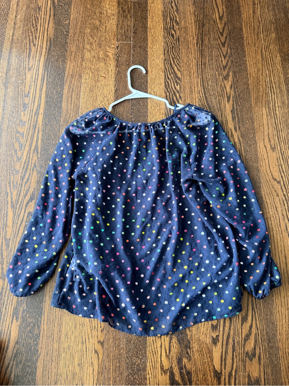 J. Crew sheer Navy Textured Dot Blouse camisole XS